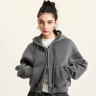 Короткая толстовка худи с капюшоном на молнии Street Cult grey N822